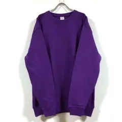 新品 ビッグ スウェット トレーナー 裏毛 長袖 無地 メンズ パープル 2XL