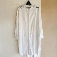 mizuiro ind レースミックススタンドカラーシャツワンピース