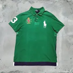 90s ラルフローレン ビッグポニー ナンバリング ポロシャツ y2k 国旗