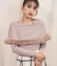 noela ファートリムカラーニット ピンク