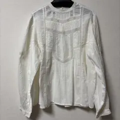 【新品】キャトル・セゾン　リバーレースシャーリングブラウス