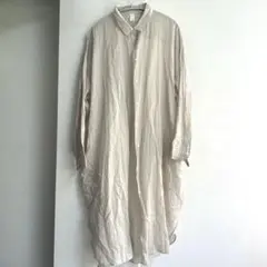 エスオー　【SO】　ベージュ　ストライプ　シャツワンピース　ゆったり　フリー