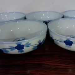 （TYOg215）高山　青い花柄のボウル　5個セット