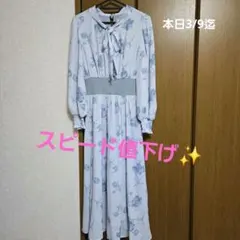 ジルバイジルスチュアート 　　 　　 　 　　　水色花柄長袖ロングワンピース✨️