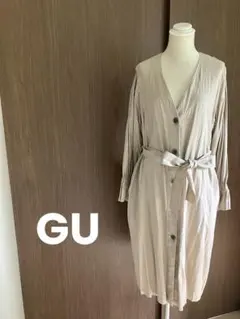 ★美品★GU リネンブレンドガウン　2WAY　ワンピース　ベージュ S