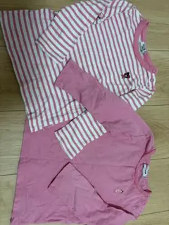 ミキハウス　DOUBLE.B ピンク ストライプ Tシャツ 90cm 2枚セット