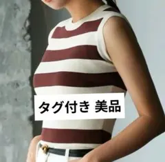 お値下中▼新品・タグ付き▼ ボーダーニットトップス (Ｌサイズ)