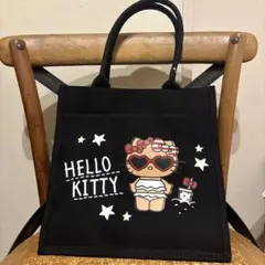 サンリオ　日焼けキティ　トートバッグ　黒