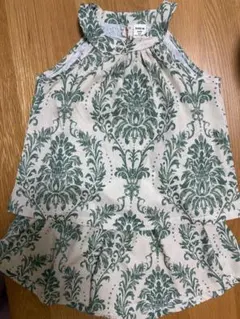 SHEIN キッズ セットアップ　緑　ダマスク柄 5Y