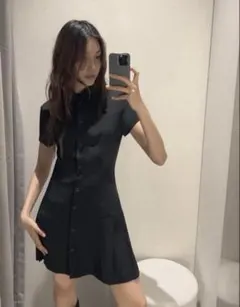 zara 半袖　襟付きワンピース