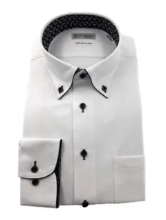 (41-84cm)【完全ノーアイロン】長袖アイシャツ　ブライトスクエア　ホワイト