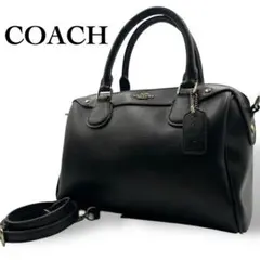 美品 COACH ショルダーバッグ ミニボストン 2way レザー BLACK