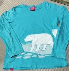 OJICO 長袖Tシャツ 10A シロクマ柄 ターコイズブルーのサムネイル
