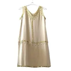 Diagramビジューワンピースドレスフリルパーティ結婚式披露宴二次会　シルク