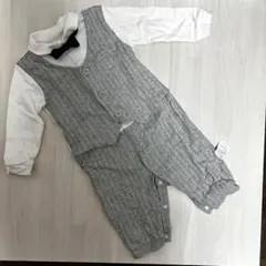 80cmフォーマル風ロンパース グレー ストライプ