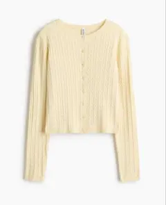ケーブルニットカーディガン ライトイエロー XXS h&m エイチアンドエム