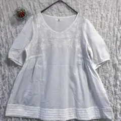 【美品】アフタヌーンティー★半袖ブラウス★ホワイトサイズ38（M）のサムネイル
