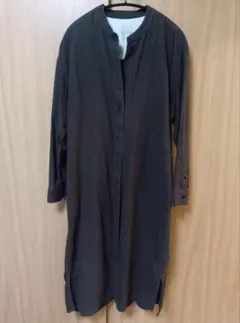 【無印良品】フランネルスタンドカラーワンピース婦人Ｍ～Ｌ・ダークブラウン