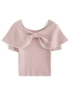 GRLグレイルパールリボンニットトップス[dr672a] ピンク　新品未使用