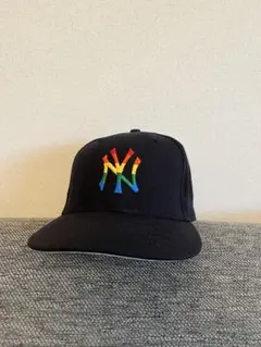 【美品】New Era NYロゴ ブラックキャップ