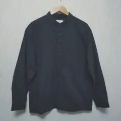 GLOBAL WORK バンドカラー 厚口生地長袖シャツ 濃紺　Ｌサイズ