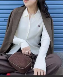 FRED PERRY 別注 ワンポイントロゴ刺繍 リブニットポロシャツ