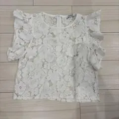 ZARA TRAFALUC レース　フリル　トップス M ホワイト　白　ザラ