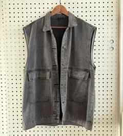 グレー デニム ノースリーブジャケット