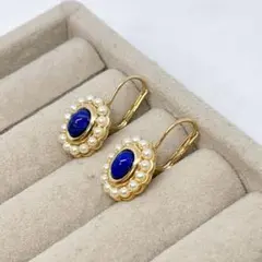 AGATHA アガタ ブルー×フェイクパール ピアス