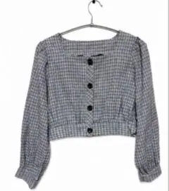 しまむら チェック柄 パフスリーブシャツ Mサイズ