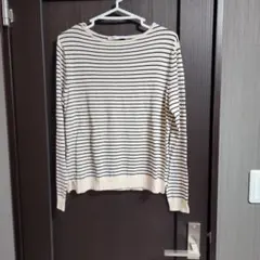 ZARA ボーダー柄 長袖ニット クルーネック　サマーニット