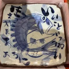 手作り工房 夕立窯 魚の絵 角皿 陶器のサムネイル