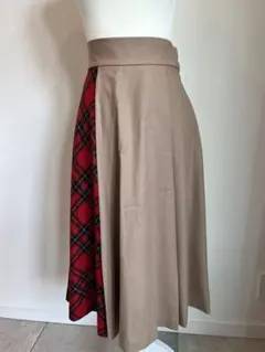 グレースコンチネンタル フレアスカート ベージュ チェック柄