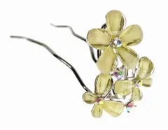 夜会巻きコーム Lスティック かんざし ヘアアレンジ 花 蝶 109246 白