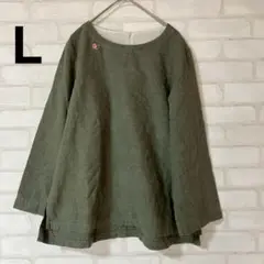 トップス　ボートネック オリーブグリーン　レディース　L