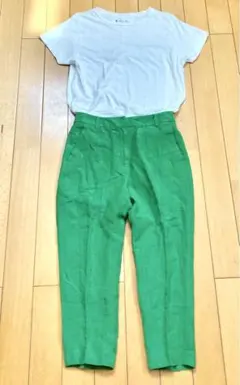スピックアンドスパン シルクブレンドリネン テーパードパンツ 36