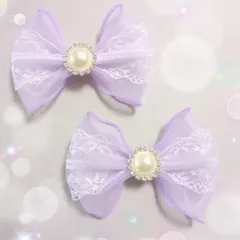 ヘアゴム ヘアリボン ツインテール　1850　ふんわり　紫　パープル