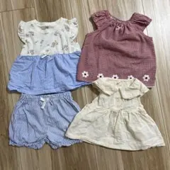 ベビー服 トップスとショートパンツセット　90cm 4枚
