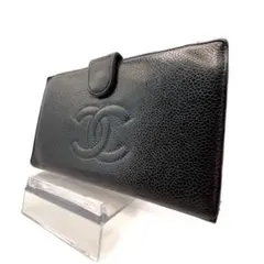 ⭐️CHANEL⭐️ シャネル キャビアスキン レザー がま口 二つ折り財布