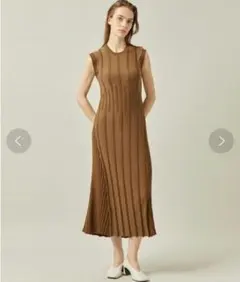 美品CINOHチノ《STUDIOUS別注》ノースリーブニットドレス 38茶色