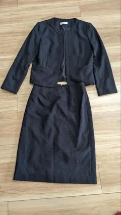 オペークドットクリップ　ノーカラー　セットアップ フォーマル　ネイビー　ツイード