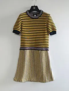 MIU MIU 　ミュウミュウ　ニットワンピース　半袖　ボーダー　ストライプ