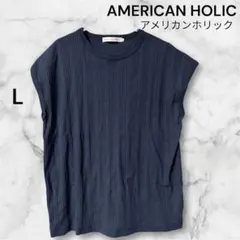 AMERICAN HOLIC ネイビー ノースリーブ Tシャツ L