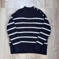 GU ネイビー/ホワイト ストライプ セーター