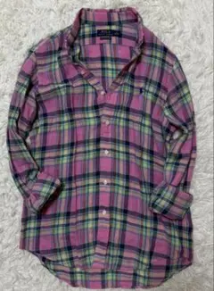 POLO RALPH LAUREN リネン長袖シャツ　マドラスチェック　XL相当
