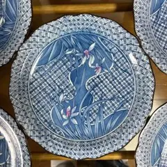 昭和レトロ　有田焼 皿　5枚セット　赤峰窯 藍のサムネイル