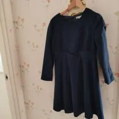 earth ダークブルー Aライン ワンピース Mサイズ