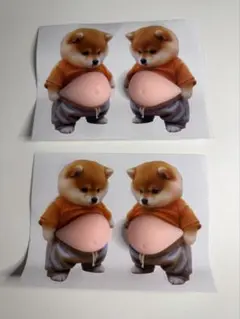 2個セット(4個入り) 柴犬 お腹ぷにぷにシール 3Dシール ステッカーシール帳