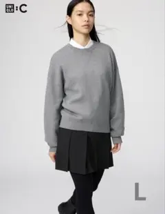 美品　ユニクロC スムースコットンクルーネックセーター　L グレー