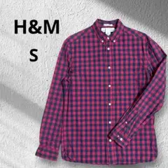 H&M エイチアンドエム　長袖チェック柄シャツ　Sサイズ　コットン100%